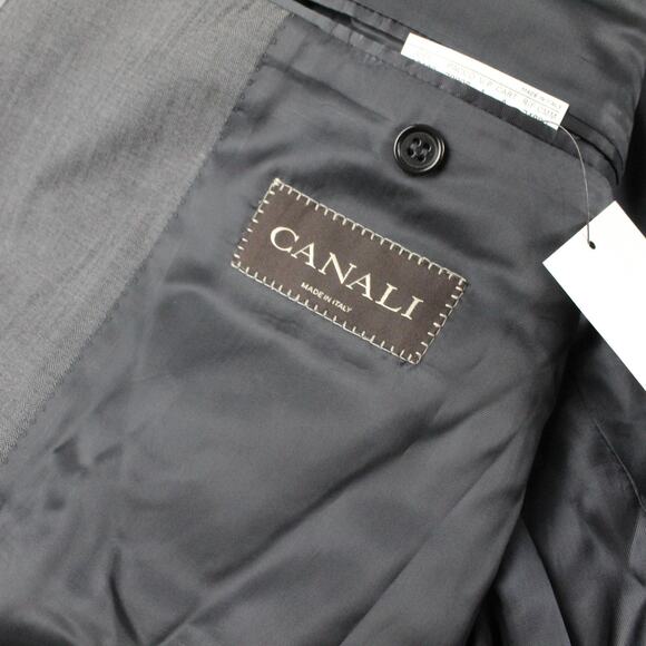 Canali Suit Mens 54 L Gray Herringbone Wool 2 Button Double Vent Business Work - Picture 4 of 16